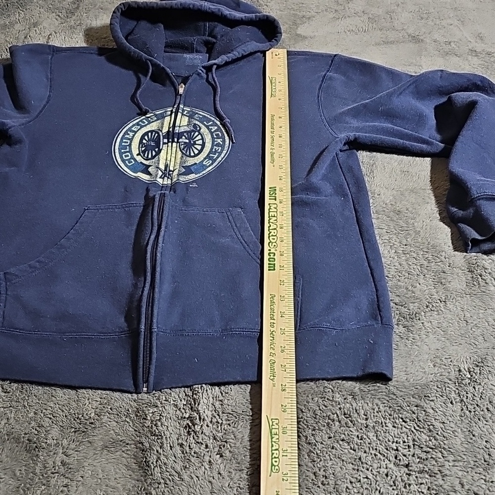 Reebok Columbus Blue Jackets Full Zip Long Sleeve Hooded Jacket Size M - Picture 6 of 6